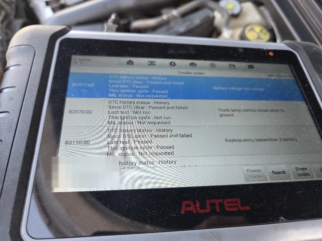 Body control codes on the same car — low battery voltage, trunk lamp circuit, keyless transmitter — Jurupa Valley, CA
