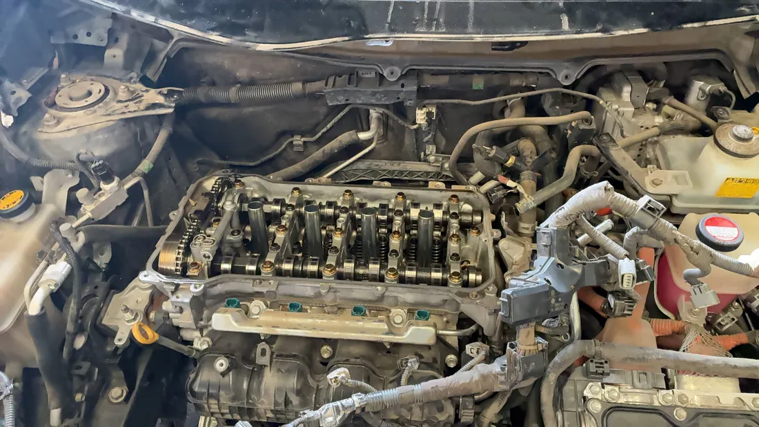 Head gasket job with the valve cover off and the valvetrain exposed — San Jacinto, CA