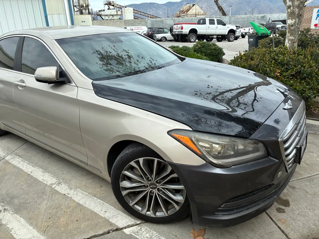 Hood stripped and in primer ahead of refinishing — Hemet, CA