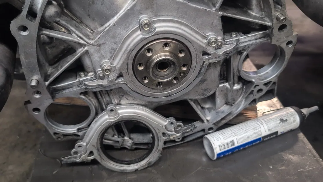 Timing cover and new chain assembly ready to go back on with fresh sealant — Hemet, CA